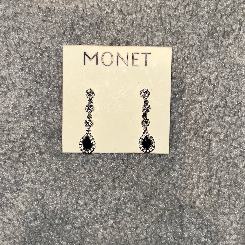 Monet Black and Silver Drop Earrings